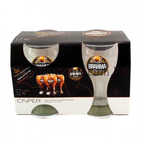 Conjunto 4 copos Chopp BRAHMA Black (400ml)